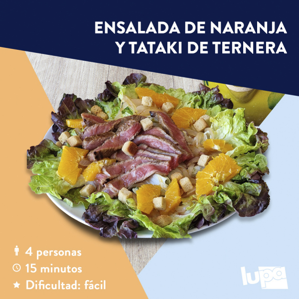 Ensalada de naranja y tataki de ternera